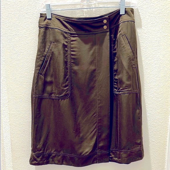 LOFT Dresses & Skirts - ANN TAYLOR LOFT  Olive Green Wrap front Women's Skirt